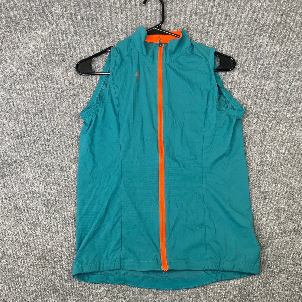 Specialized Womens Cycling Vest Teal Orange Full Zip Windbreaker Size Medium
